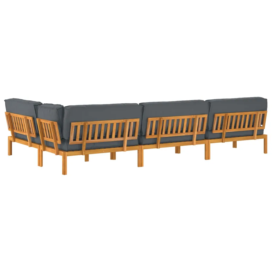 Ensemble de Canapés Uni 5 pcs Anthracite Bois d'Acacia Massif - 12