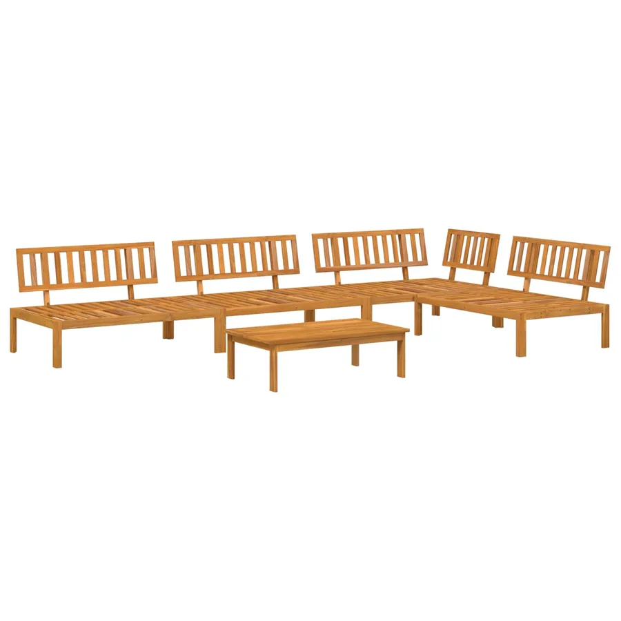 Ensemble de Canapés Uni 5 pcs Anthracite Bois d'Acacia Massif - 3