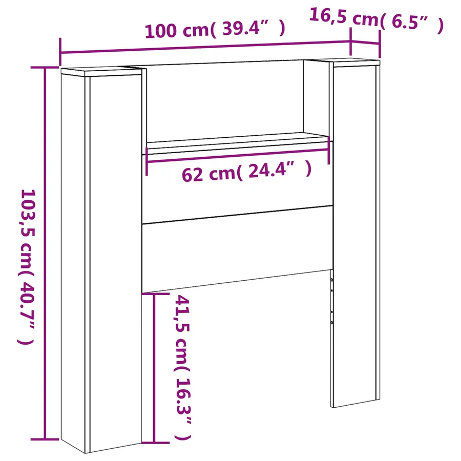 Tête de lit de rangement avec LED Chêne Sonoma - 13