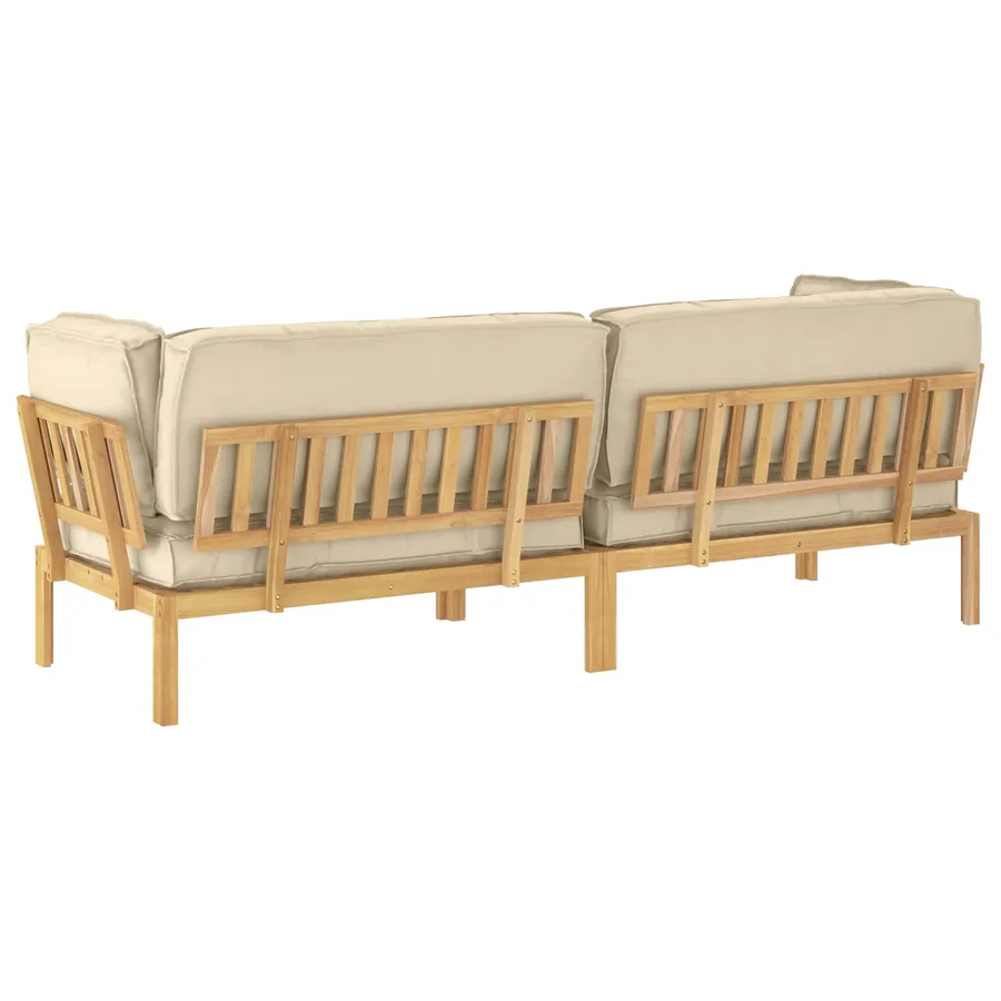Ensemble de Canapés Uni 2 pcs Beige Bois d'Acacia Massif - 10