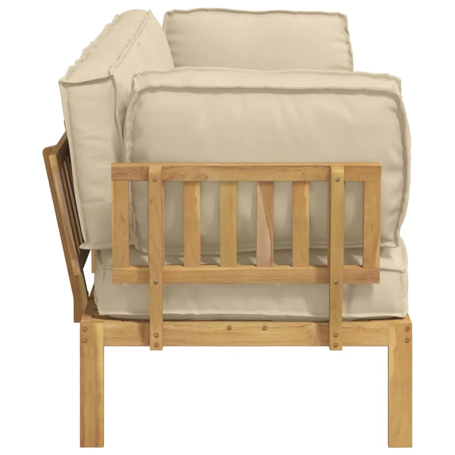 Ensemble de Canapés Uni 2 pcs Beige Bois d'Acacia Massif - 9
