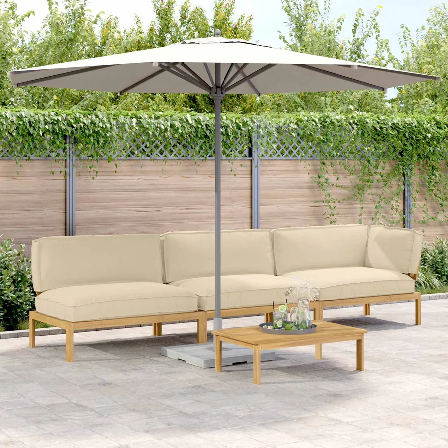 Ensemble de Canapés Uni 4 pcs Beige Bois d'Acacia Massif