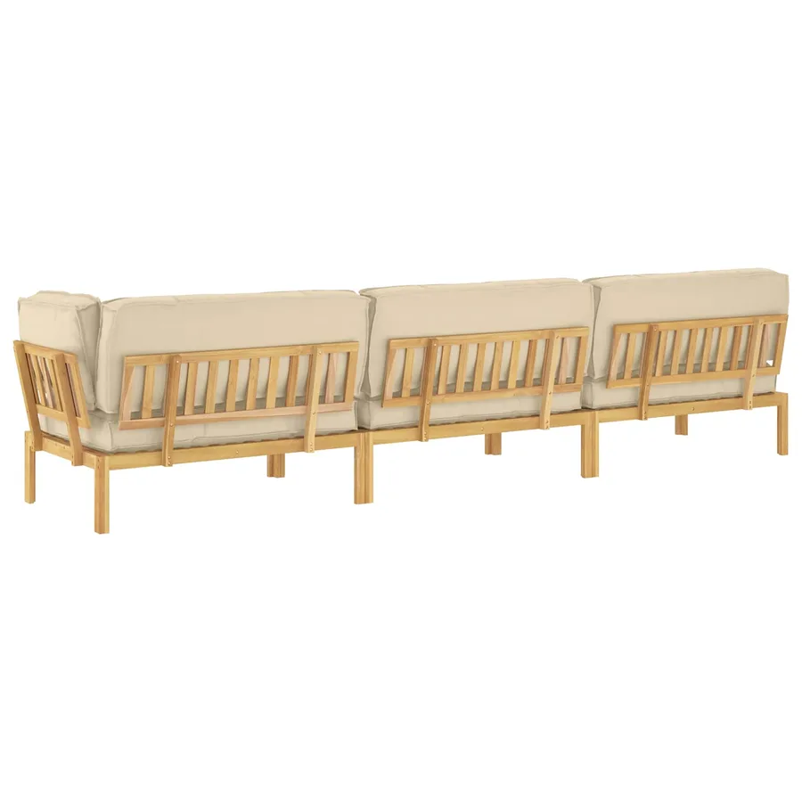 Ensemble de Canapés Uni 4 pcs Beige Bois d'Acacia Massif - 12