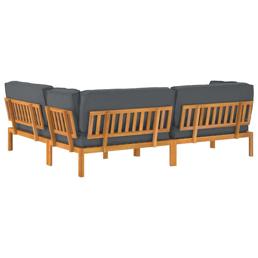 Ensemble de Canapés Uni 4 pcs Anthracite Bois d'Acacia Massif - 12