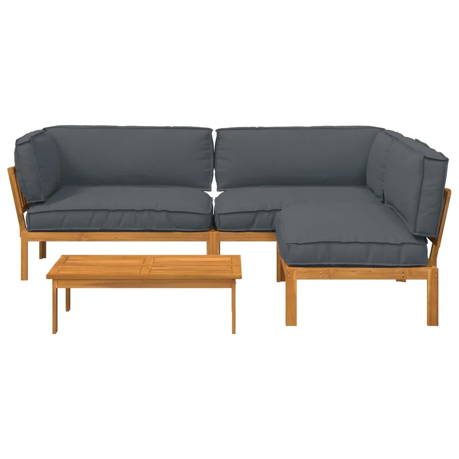 Ensemble de Canapés Uni 4 pcs Anthracite Bois d'Acacia Massif - 8