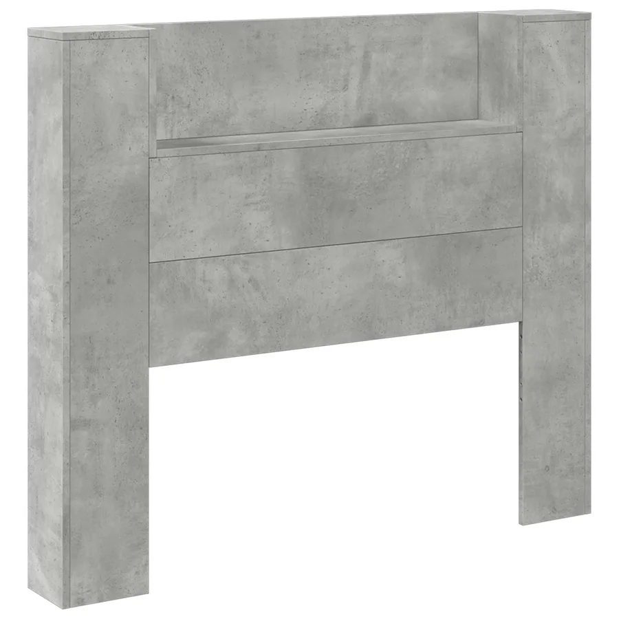 Tête de lit de rangement avec LED Gris béton Bois d'ingénierie - 2