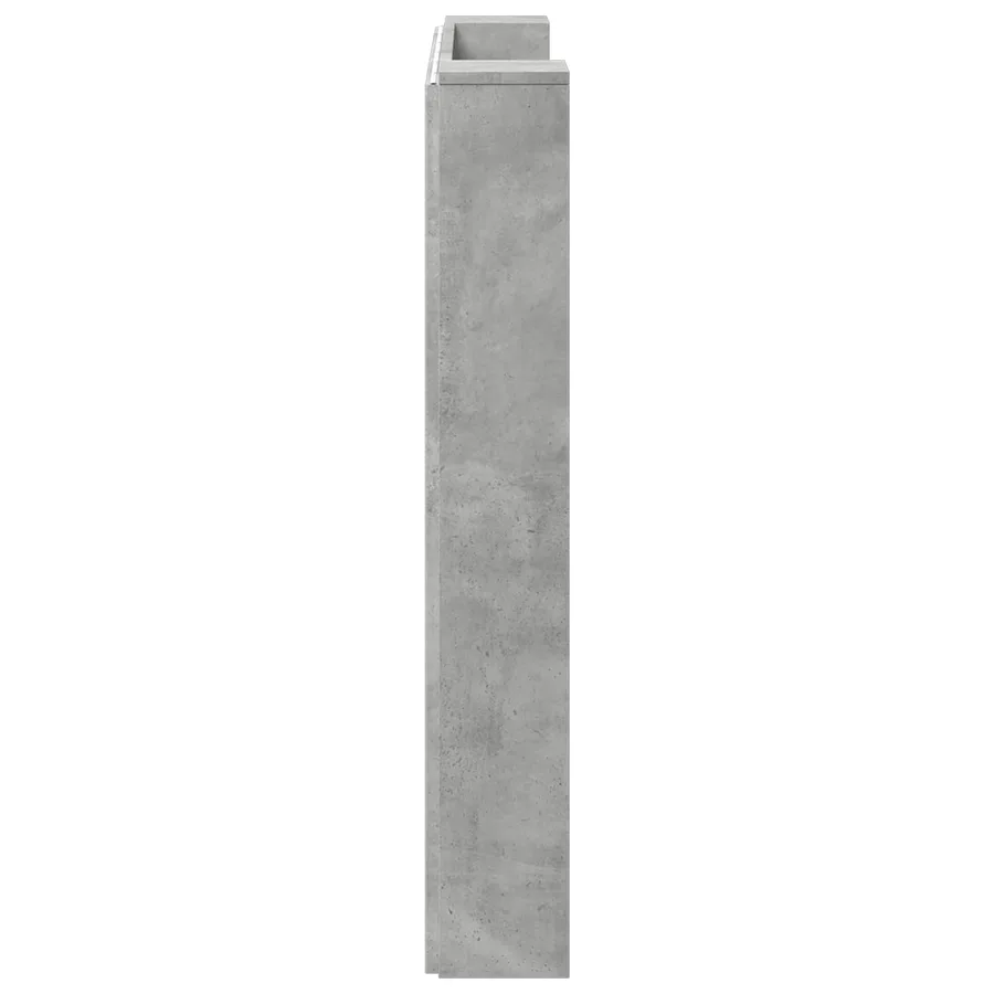 Tête de lit de rangement avec LED Gris béton Bois d'ingénierie - 6