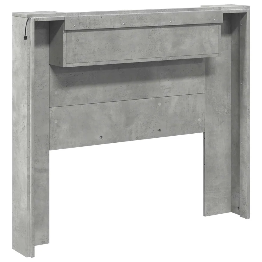 Tête de lit de rangement avec LED Gris béton Bois d'ingénierie - 7