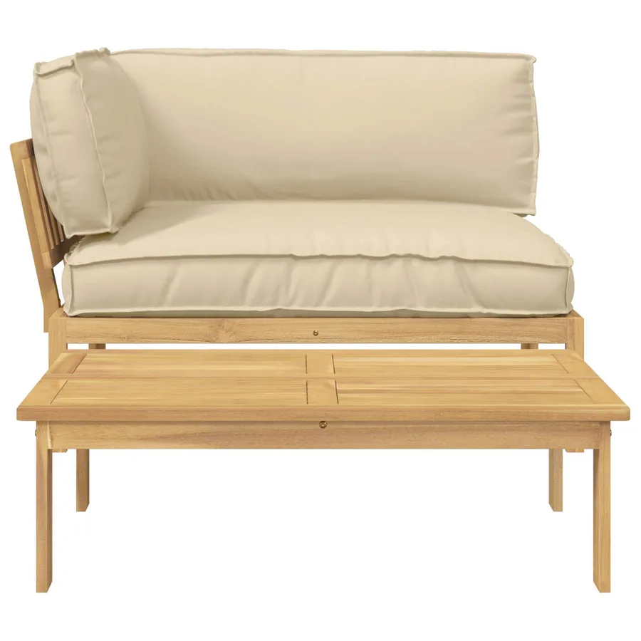 Ensemble de Canapés Uni 2 pcs Beige Bois d'Acacia Massif - 9
