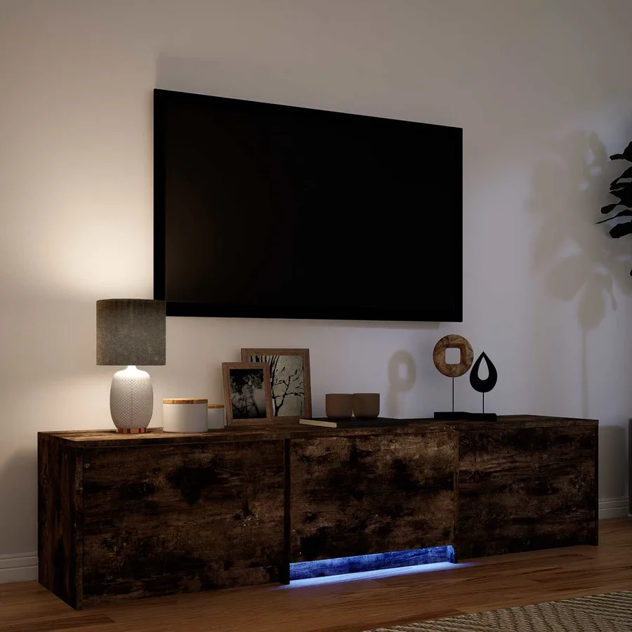 Meuble TV avec LED 165 x 34 x 40 cm Chêne Fumé - 4