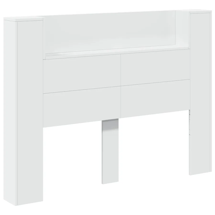 Tête de lit de rangement avec LED Blanc Bois d'ingénierie - 2
