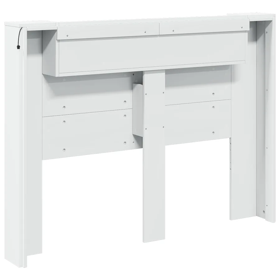 Tête de lit de rangement avec LED Blanc Bois d'ingénierie - 7