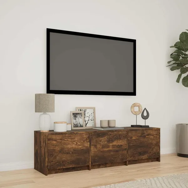 Meuble TV avec LED 140 x 34 x 40 cm Chêne Fumé