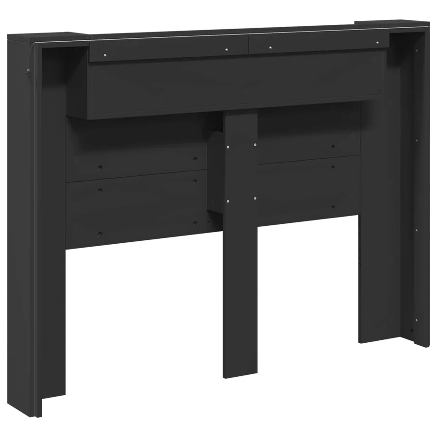 Tête de lit de rangement avec LED Noir Bois d'ingénierie - 7