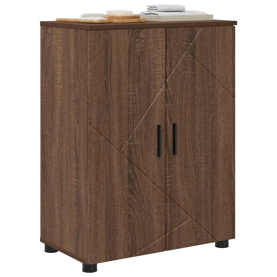 Cabinet de salle de bain avec porte Chêne brun 60 x 35 x 80 cm - 3