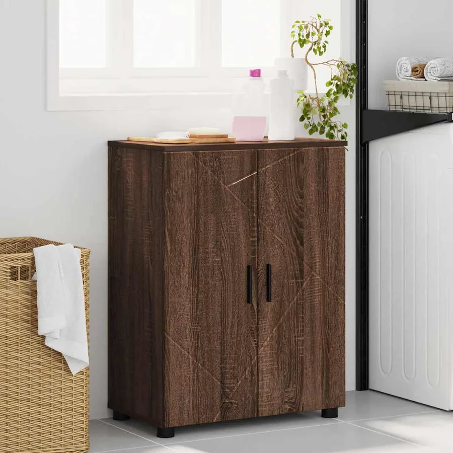 Cabinet de salle de bain avec porte Chêne brun 60 x 35 x 80 cm - 4