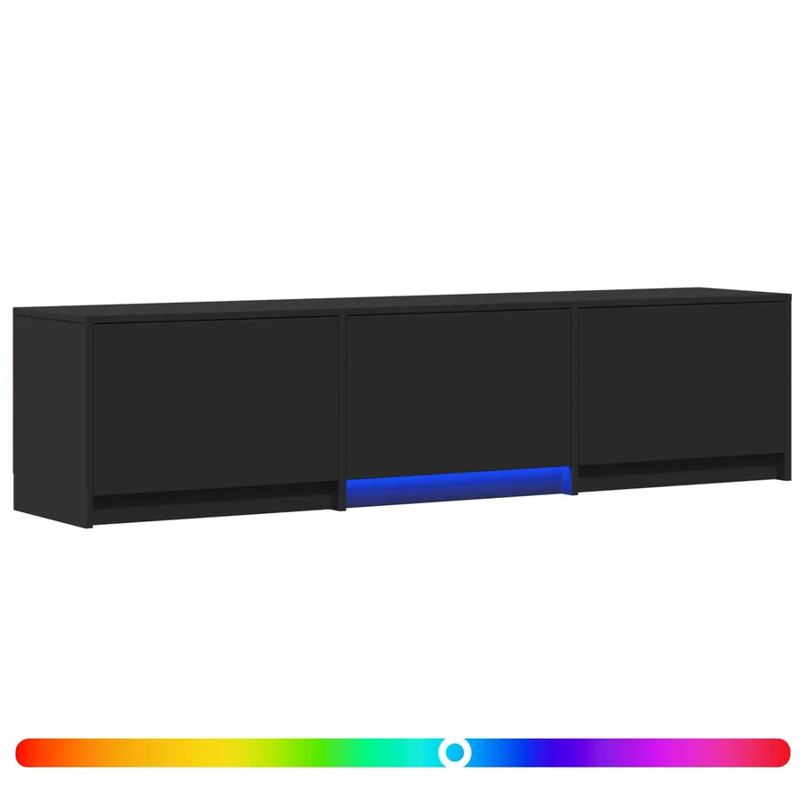 Meuble TV avec LED 165 x 34 x 40 cm Noir Bois d’ingénierie - 2