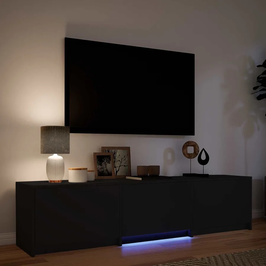 Meuble TV avec LED 165 x 34 x 40 cm Noir Bois d’ingénierie - 4