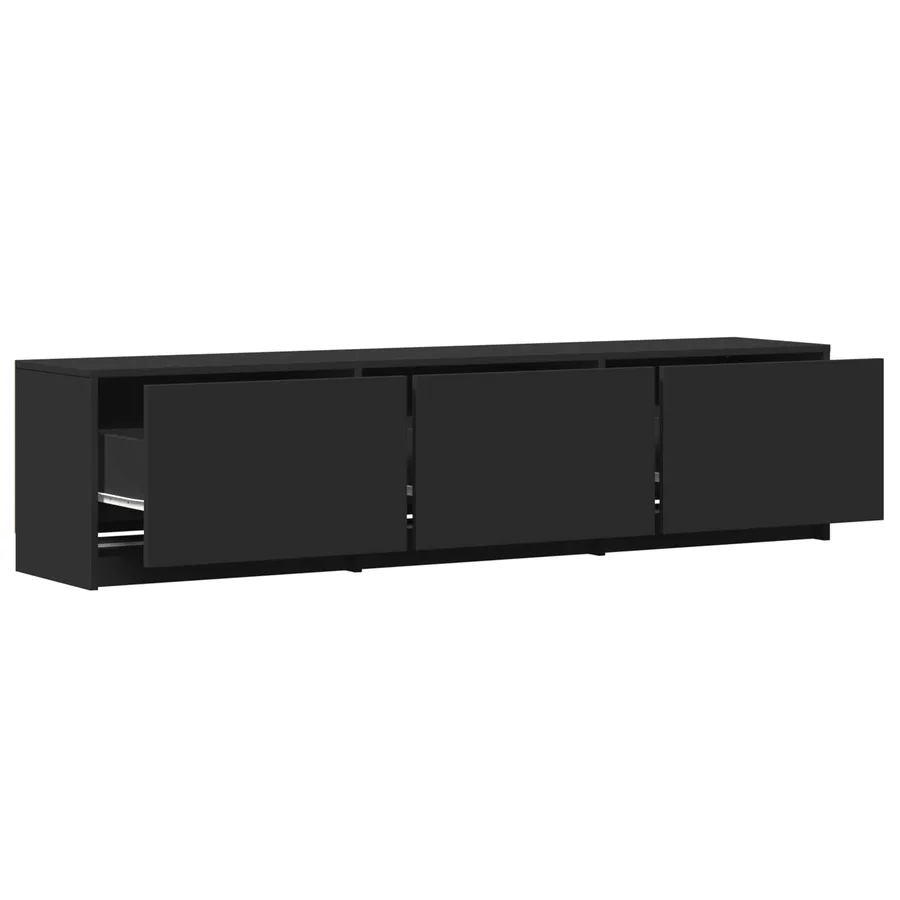 Meuble TV avec LED 165 x 34 x 40 cm Noir Bois d’ingénierie - 8