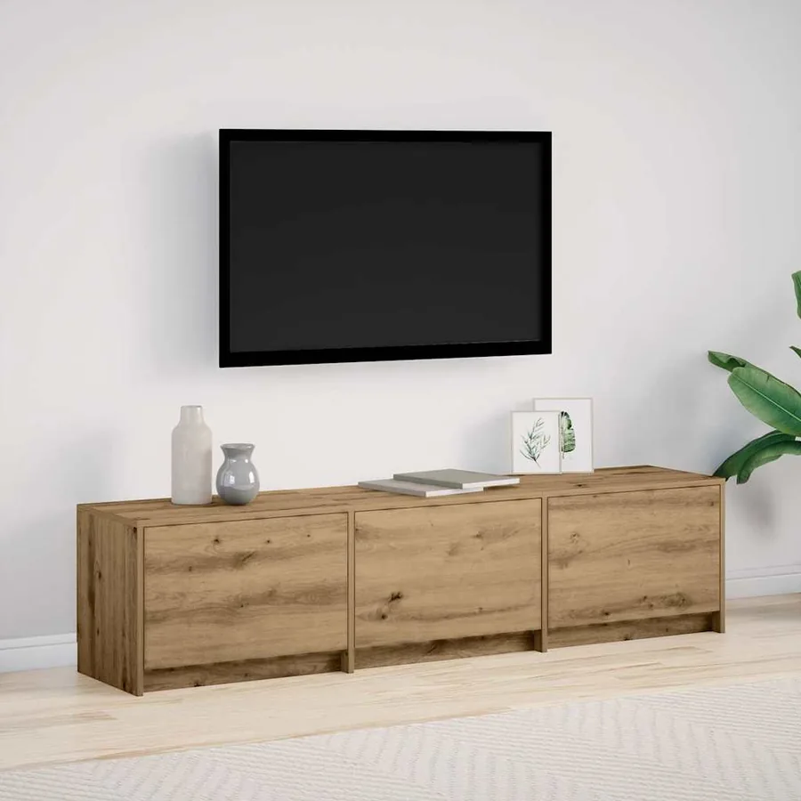 Meuble TV avec LED 165 x 34 x 40 cm Chêne artisan