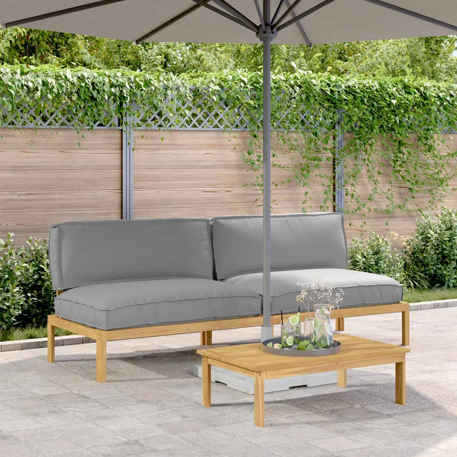 Ensemble de Canapés Uni 2 pcs Gris Bois d'Acacia Massif