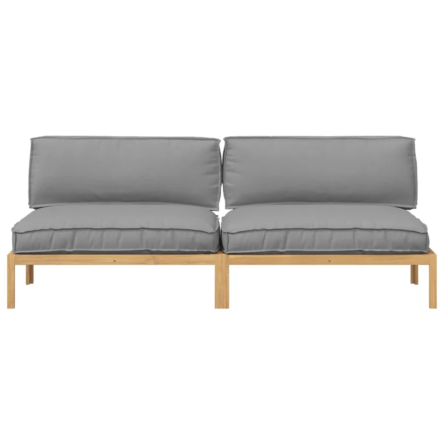 Ensemble de Canapés Uni 2 pcs Gris Bois d'Acacia Massif - 6