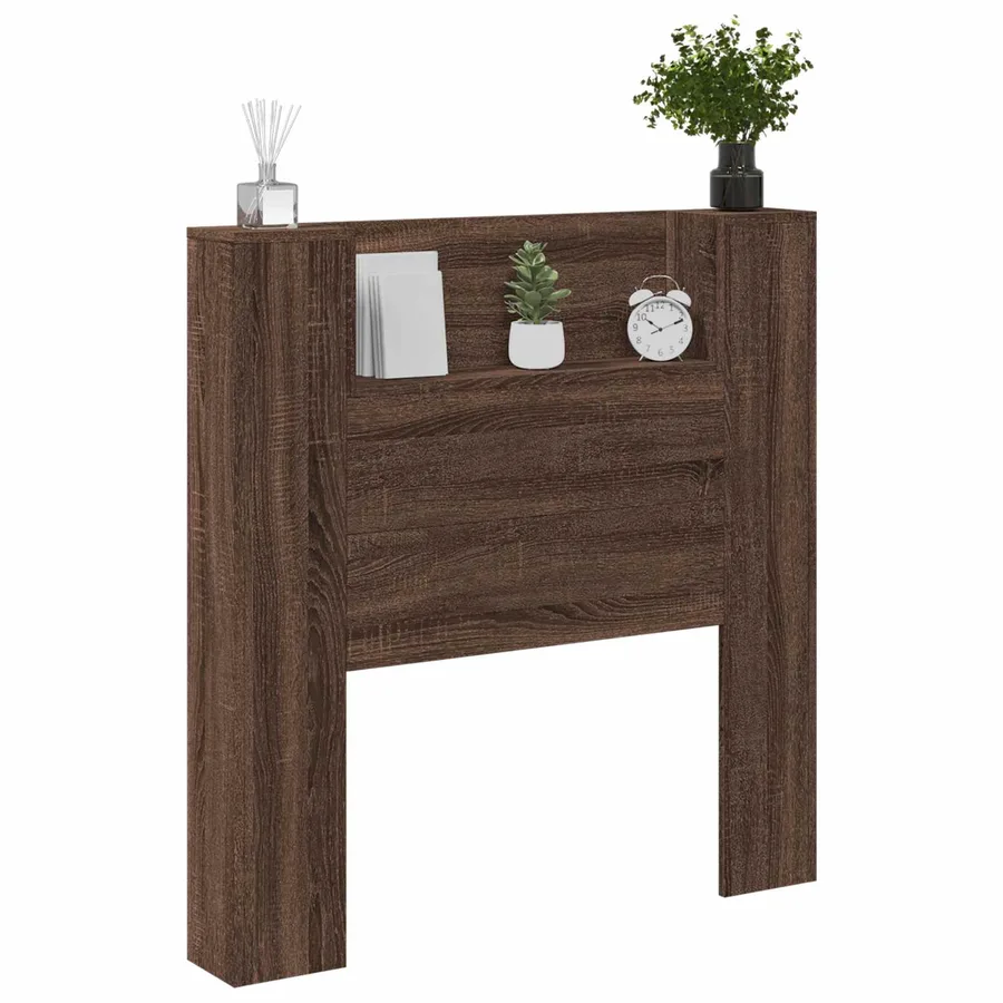 Tête de lit de rangement avec LED Chêne brun Bois d'ingénierie - 3