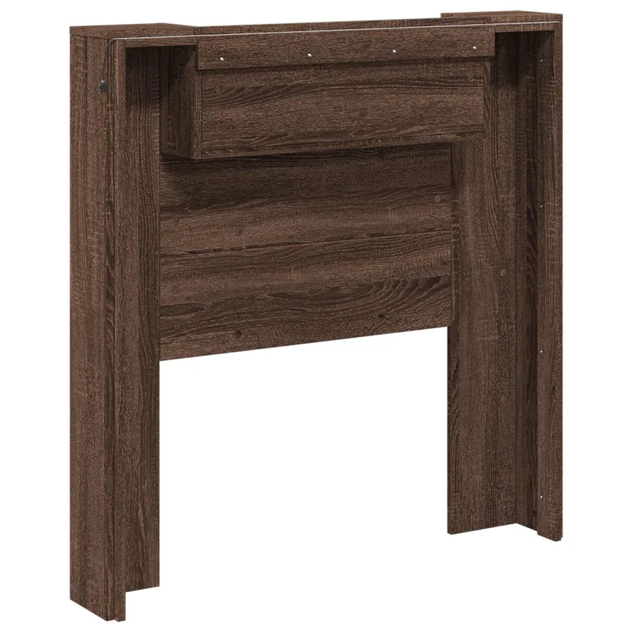 Tête de lit de rangement avec LED Chêne brun Bois d'ingénierie - 7