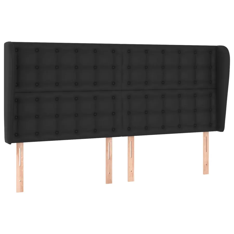 Tête de lit avec oreilles Noir 203x23x118/128 cm Similicuir - 2