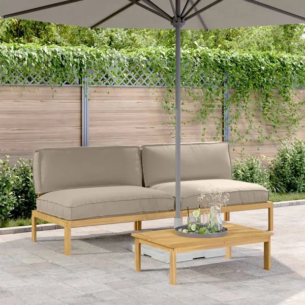 Ensemble de Canapés Uni 2 pcs Taupe Bois d'Acacia Massif
