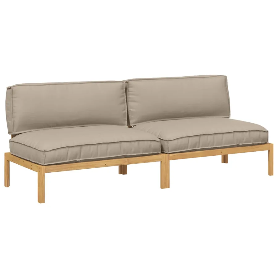 Ensemble de Canapés Uni 2 pcs Taupe Bois d'Acacia Massif - 2