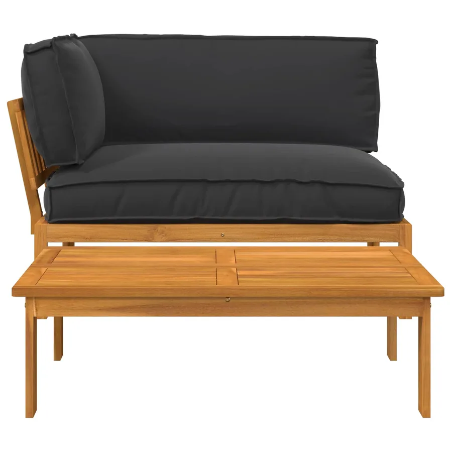 Ensemble de Canapés Uni 2 pcs Noir Bois d'Acacia Massif - 9