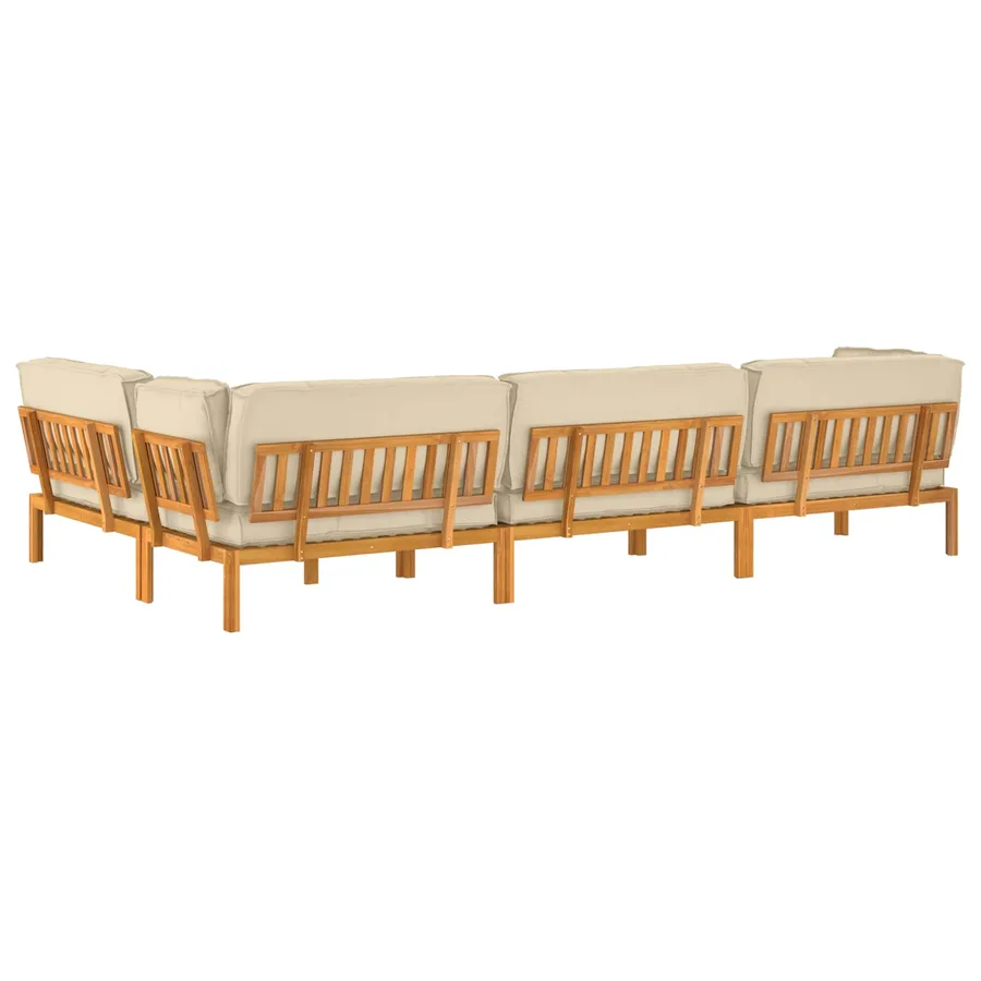 Ensemble de Canapés Uni 5 pcs Beige Bois d'Acacia Massif - 12
