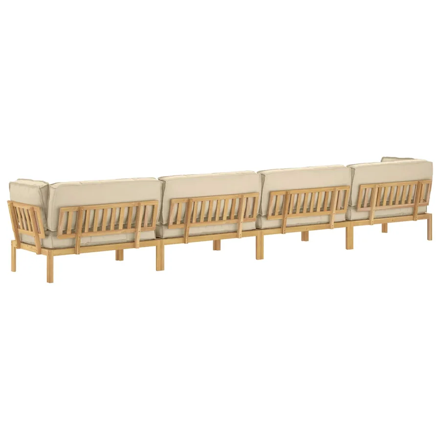 Ensemble de Canapés Uni 5 pcs Beige Bois d'Acacia Massif - 12