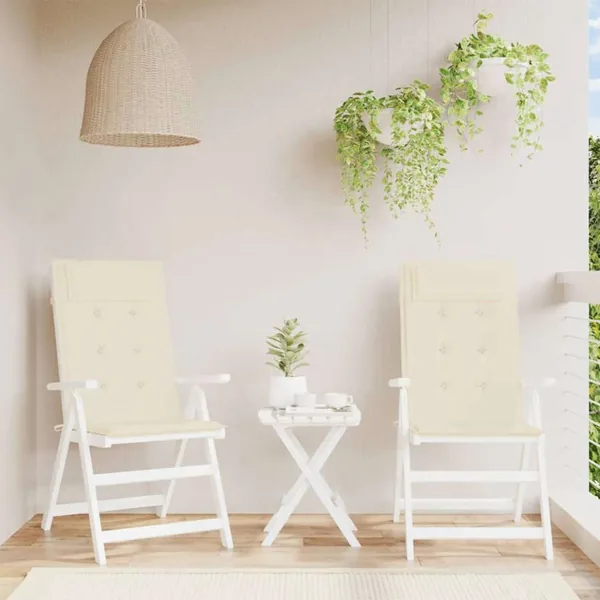 Coussins de chaise à dossier haut lot de 2 crème tissu oxford