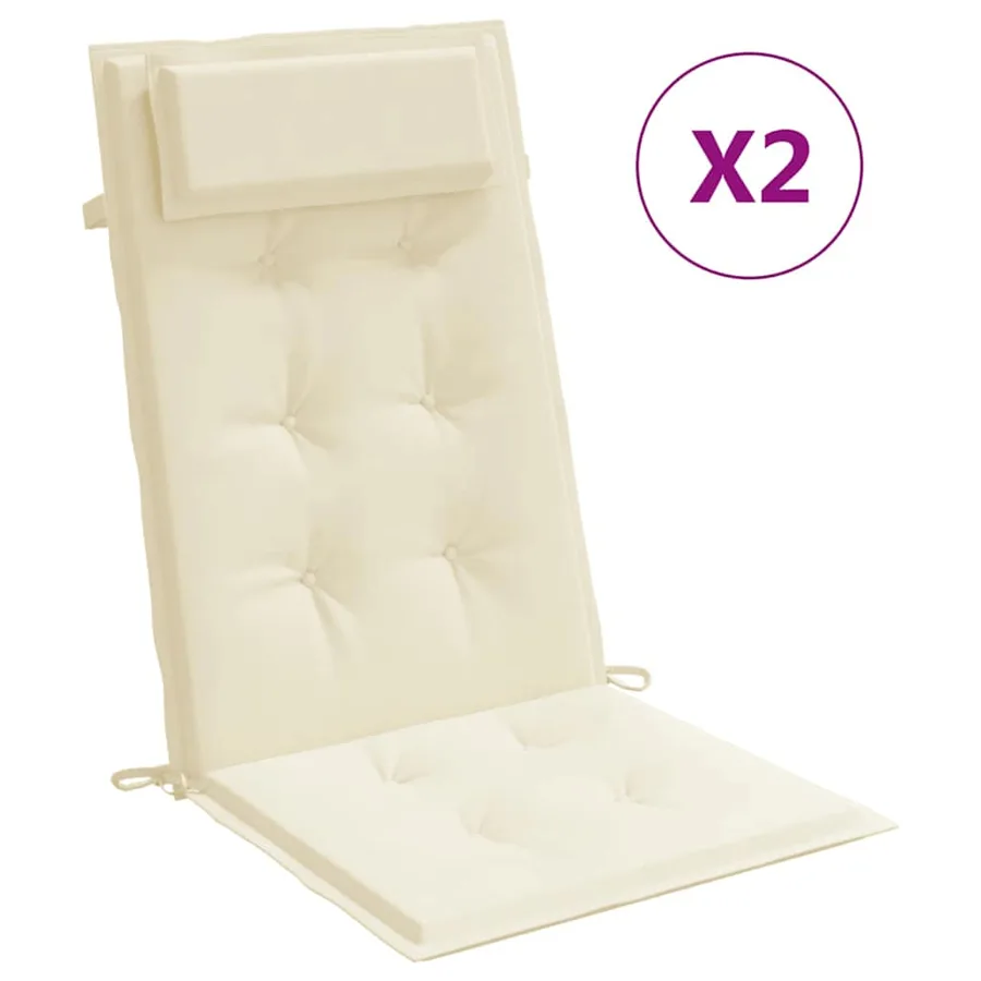 Coussins de chaise à dossier haut lot de 2 crème tissu oxford - 2