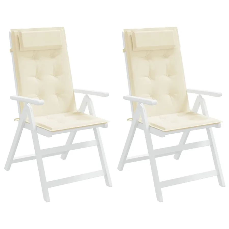 Coussins de chaise à dossier haut lot de 2 crème tissu oxford - 4