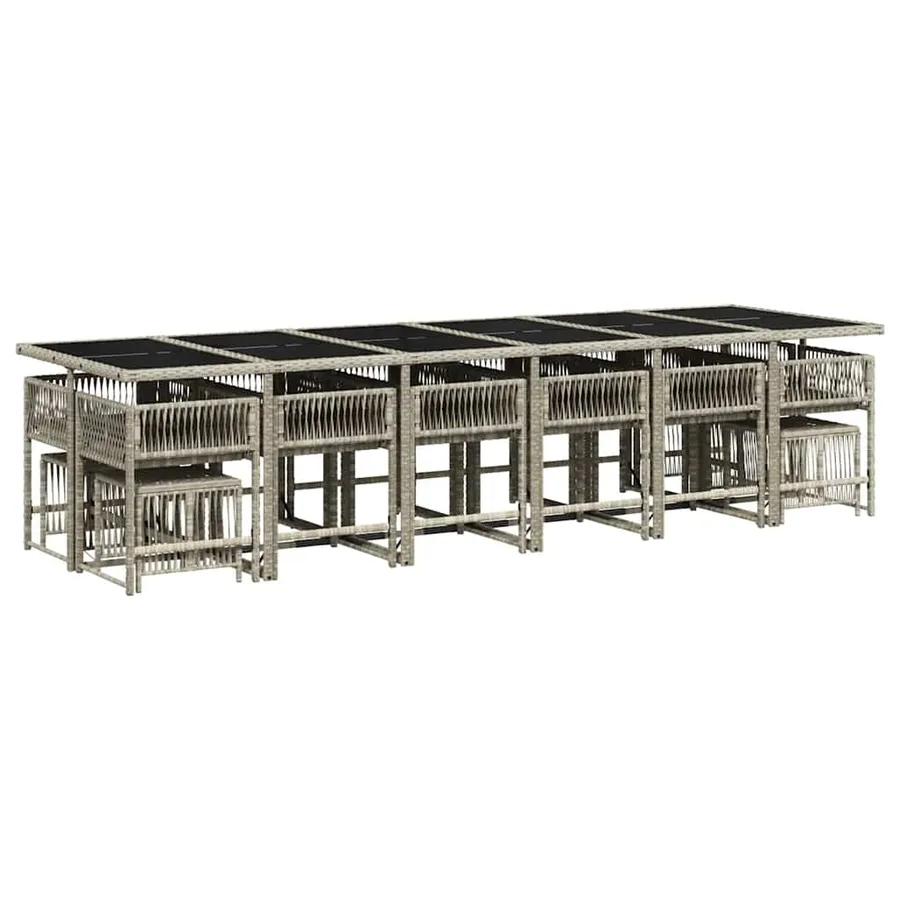 Ensemble à manger de jardin et coussins 17 pcs gris clair rotin - 3