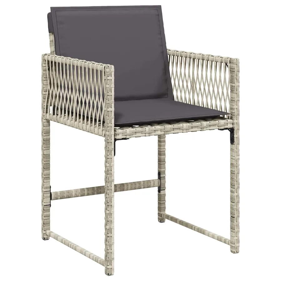 Ensemble à manger de jardin 11pcs avec coussins gris poly rotin - 5