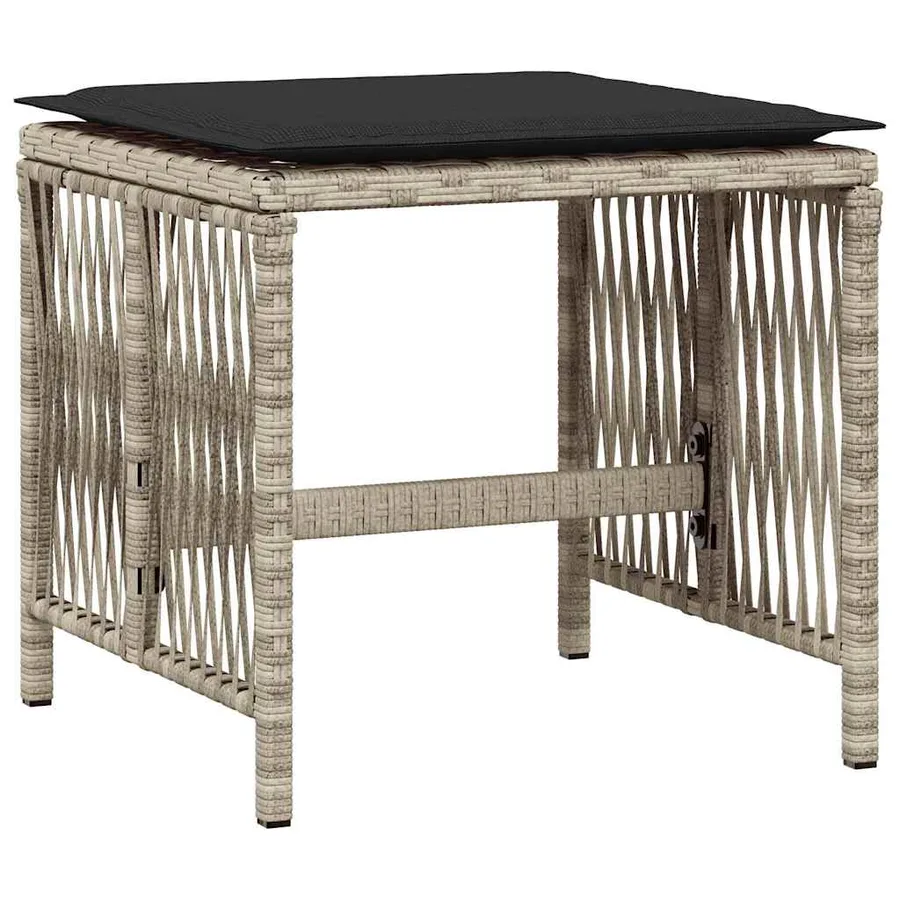 Ensemble à manger de jardin 11pcs avec coussins gris poly rotin - 4