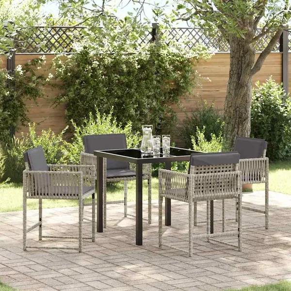 Ensemble de salle à manger pour jardin 5 pcs Gris clair