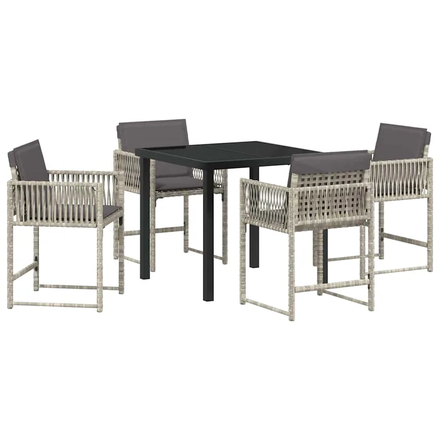 Ensemble de salle à manger pour jardin 5 pcs Gris clair - 2