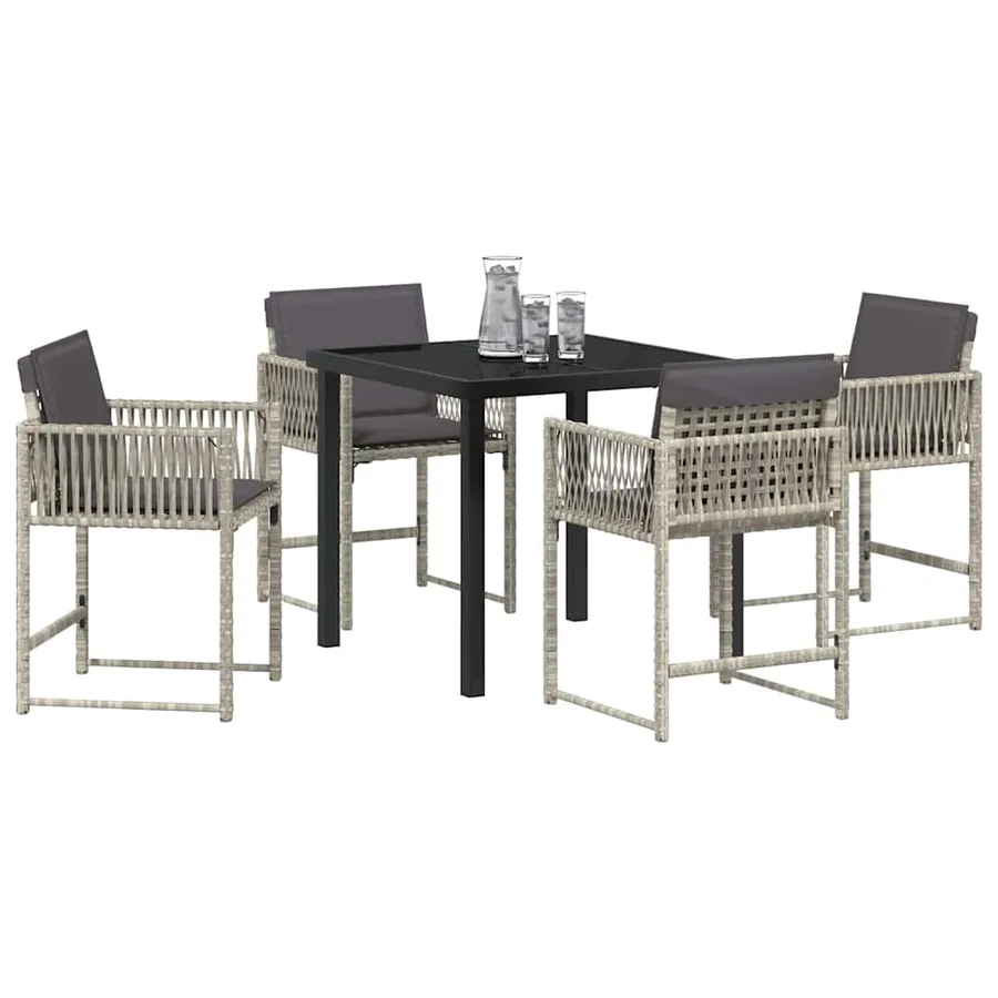 Ensemble de salle à manger pour jardin 5 pcs Gris clair - 3