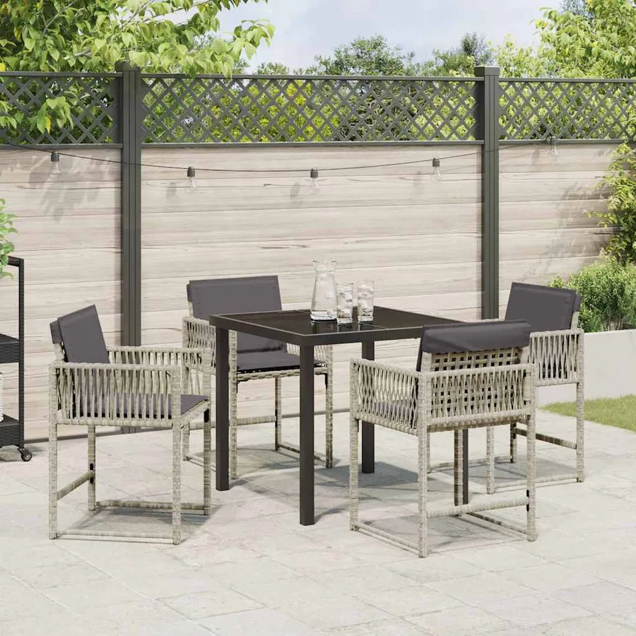Ensemble de salle à manger pour jardin 5 pcs Gris clair - 4