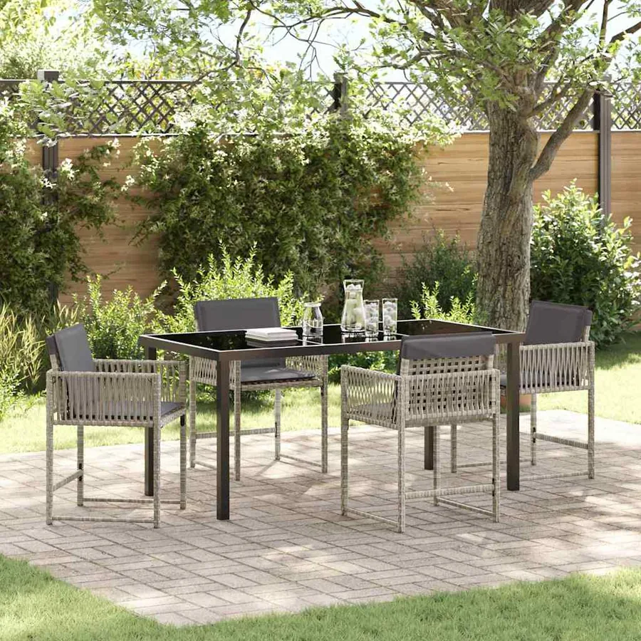 Ensemble de salle à manger pour jardin 5 pcs Gris clair