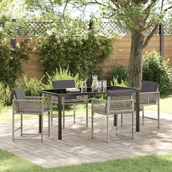 Ensemble de salle à manger pour jardin 5 pcs Gris clair