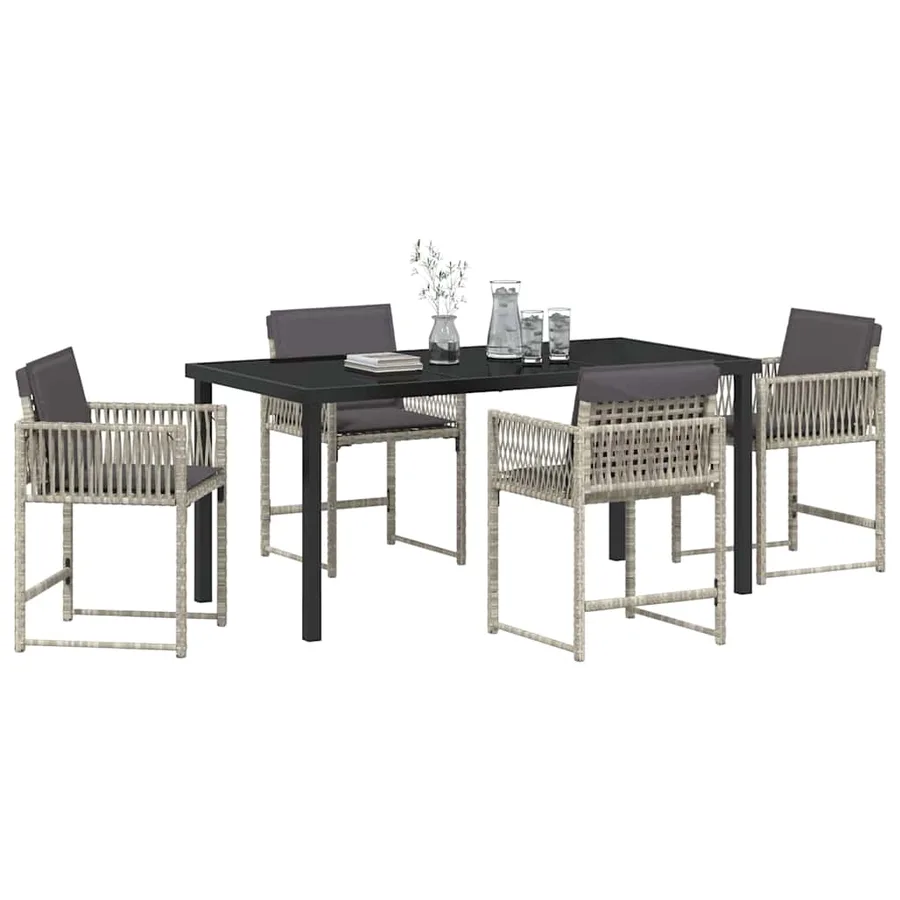 Ensemble de salle à manger pour jardin 5 pcs Gris clair - 3
