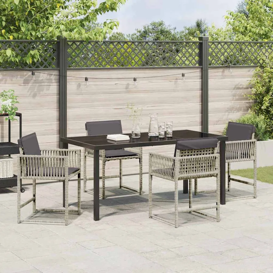 Ensemble de salle à manger pour jardin 5 pcs Gris clair - 4