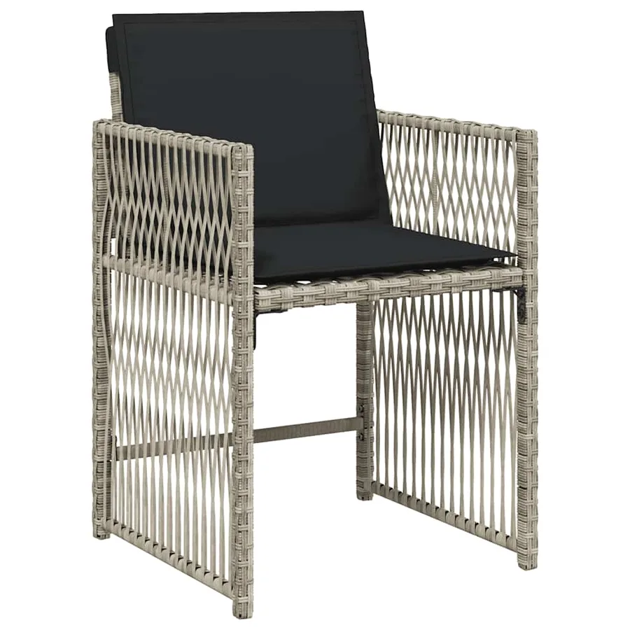 Ensemble à manger de jardin et coussins 9 pcs gris clair rotin - 5