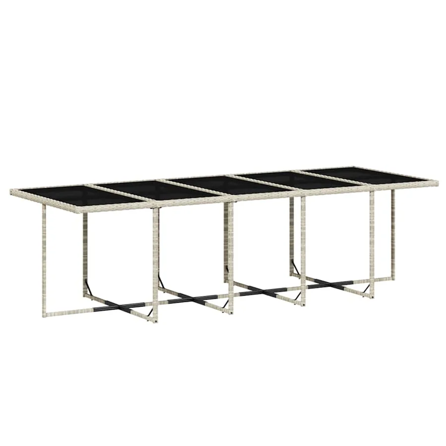 Ensemble à manger de jardin 11pcs avec coussins gris poly rotin - 4